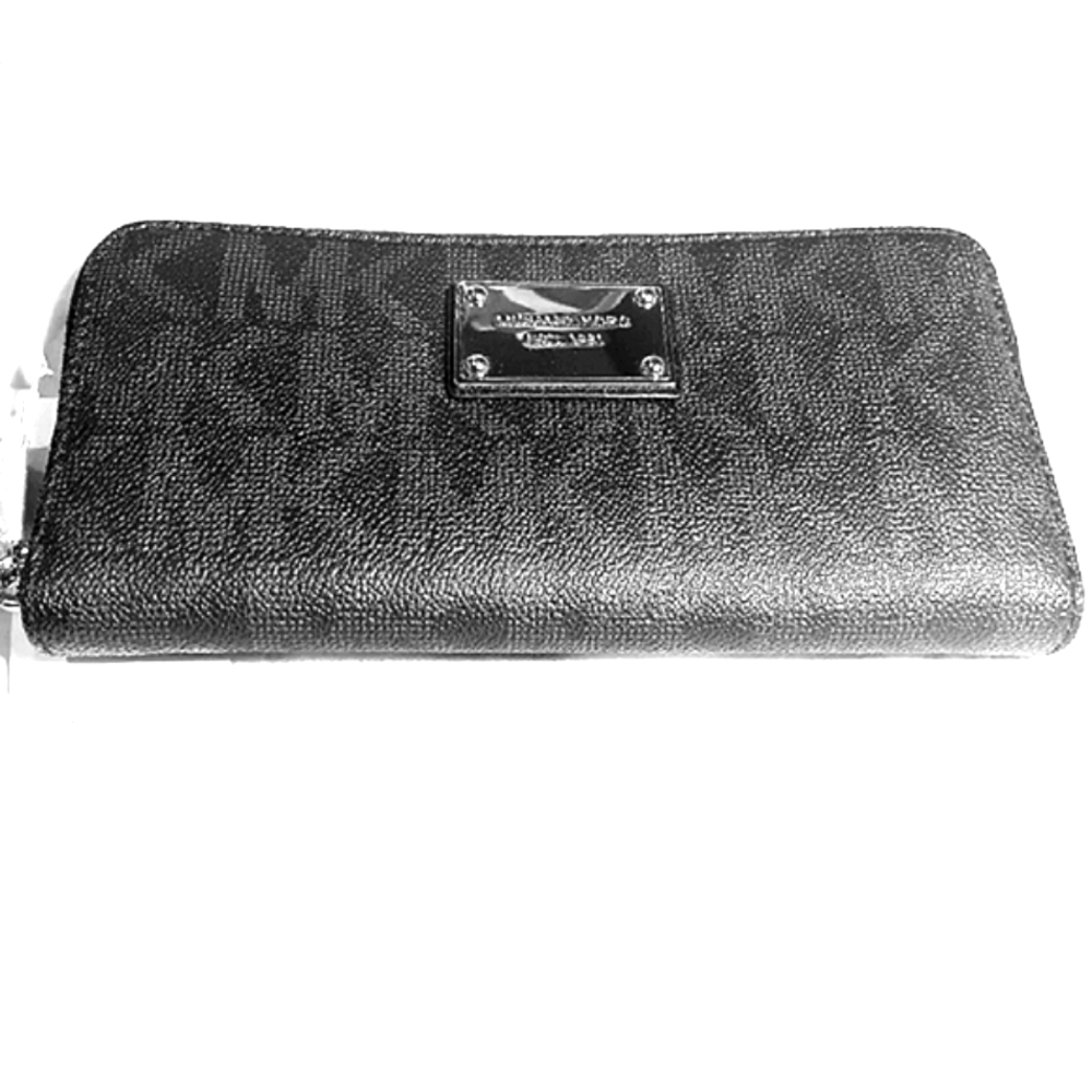 MICHAEL KORS JET SET CANVAS WALLET. BLK/GRY.
